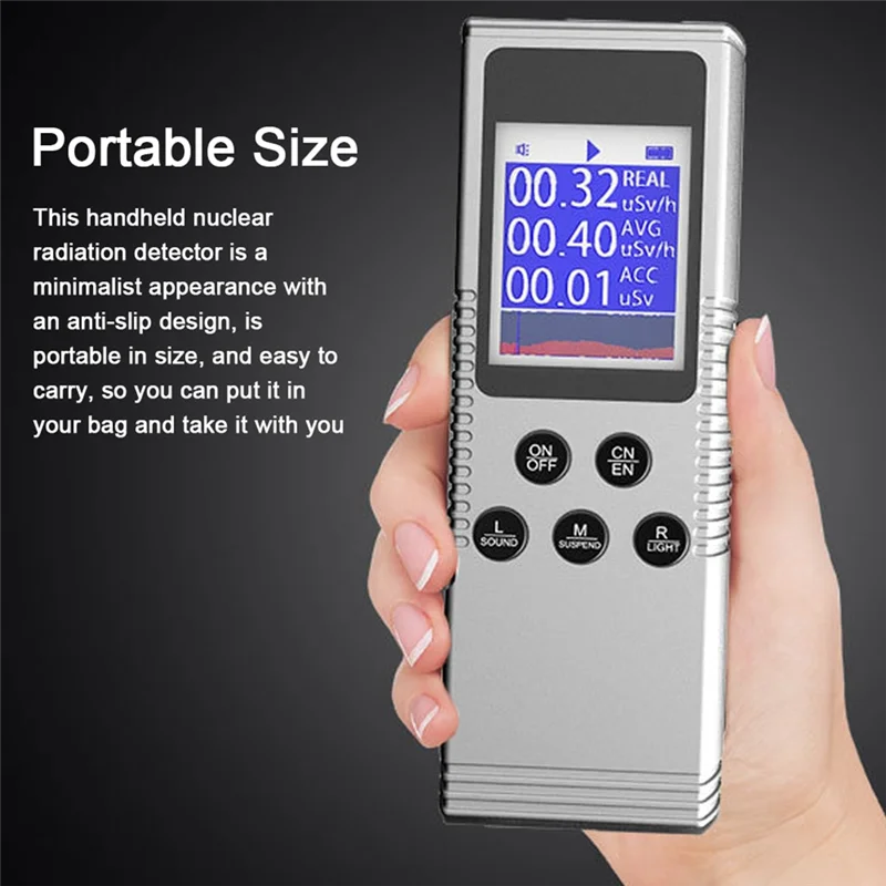 Handheld Nuclear Radiation Detector Household Laboratory Digital LCD Display Multi-Function Radioactive Geiger Counter-A