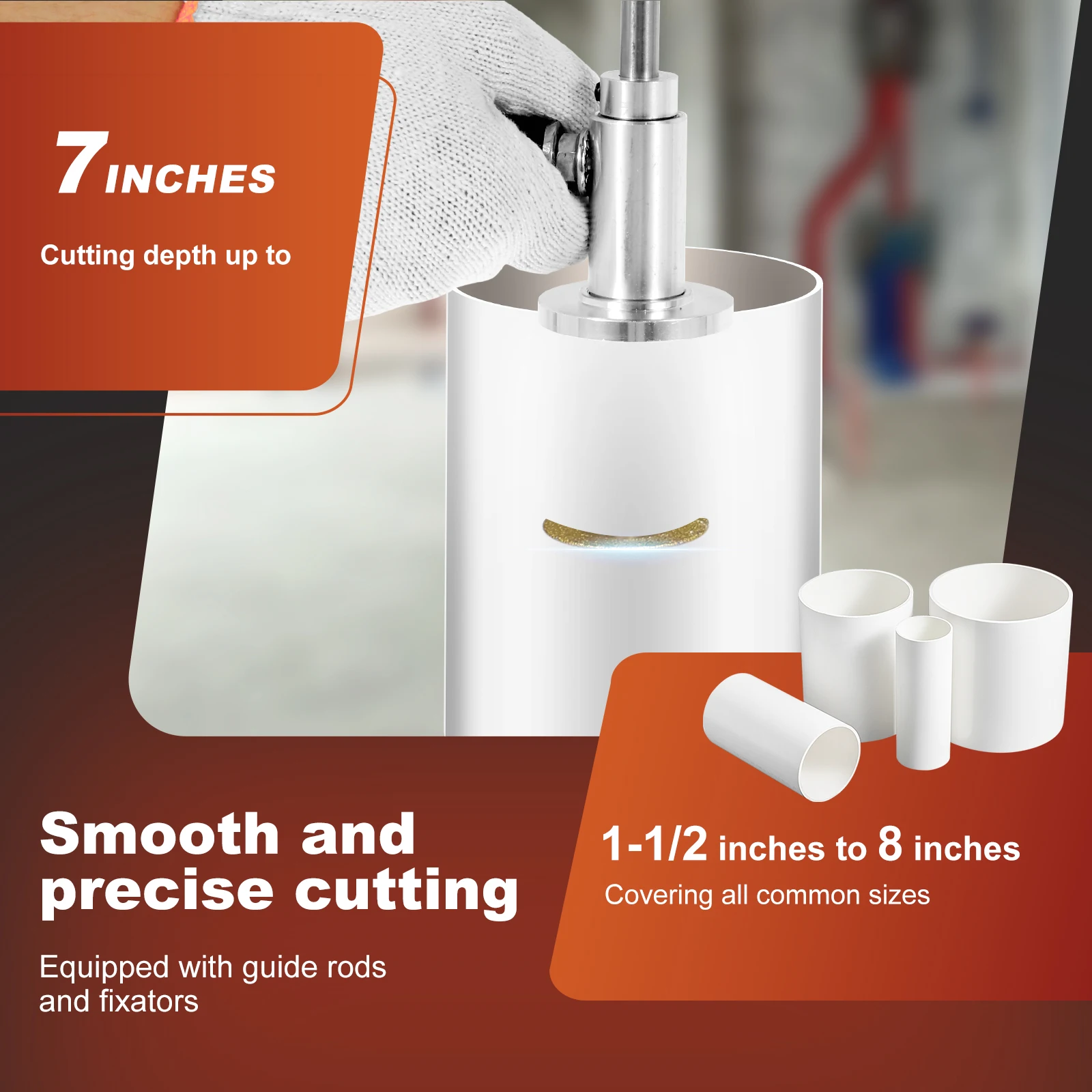 Obcinak do rur PVC, wewnętrzny obcinak hydrauliczny, regulowany obcinak do rur do wiertarek udarowych i wiertarek, szlifierka do cięcia szkła