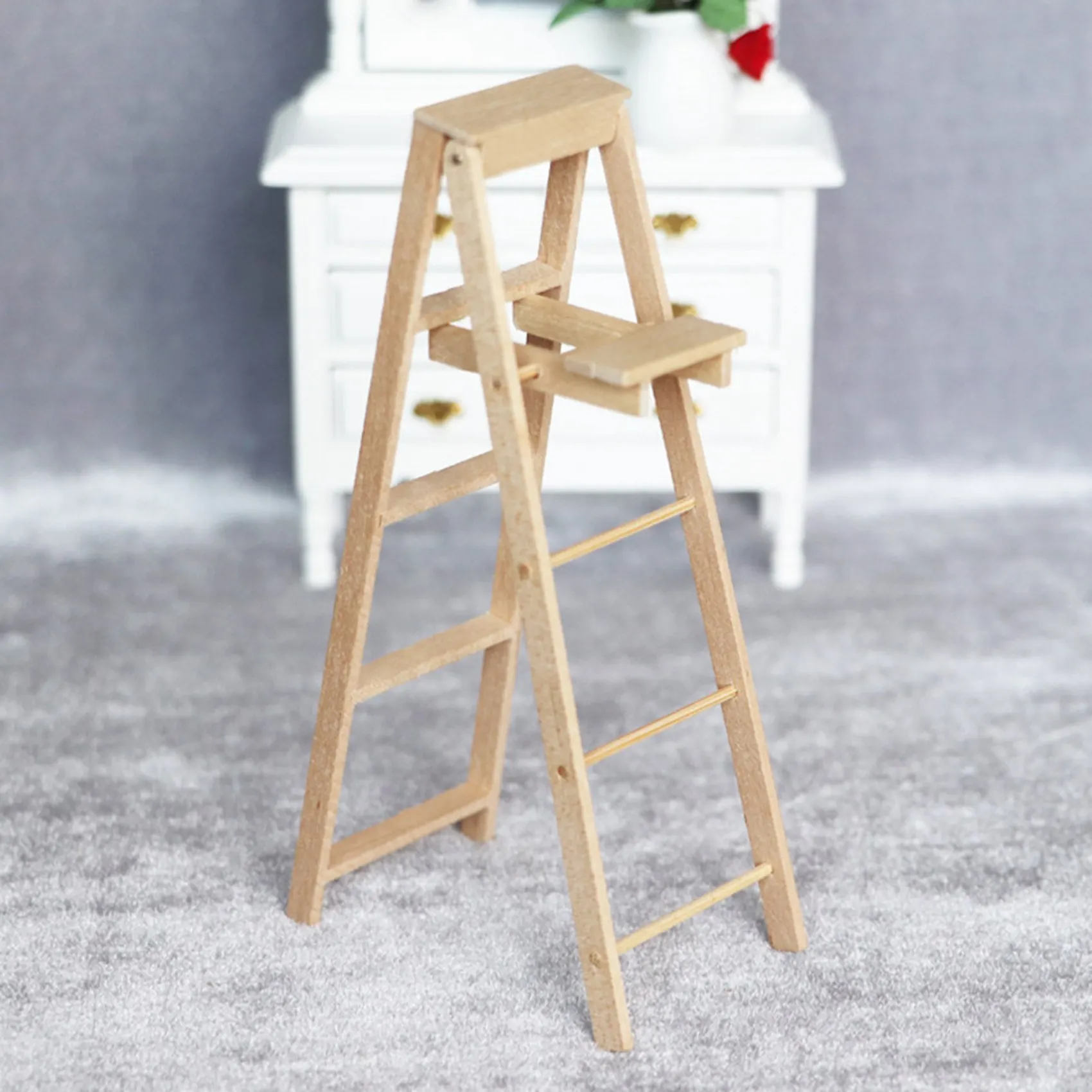 1/12 Dollhouse Miniature Furniture Wooden Ladder Simulation Dollhouse Furniture Toys for Dollhouse DecorateJAS