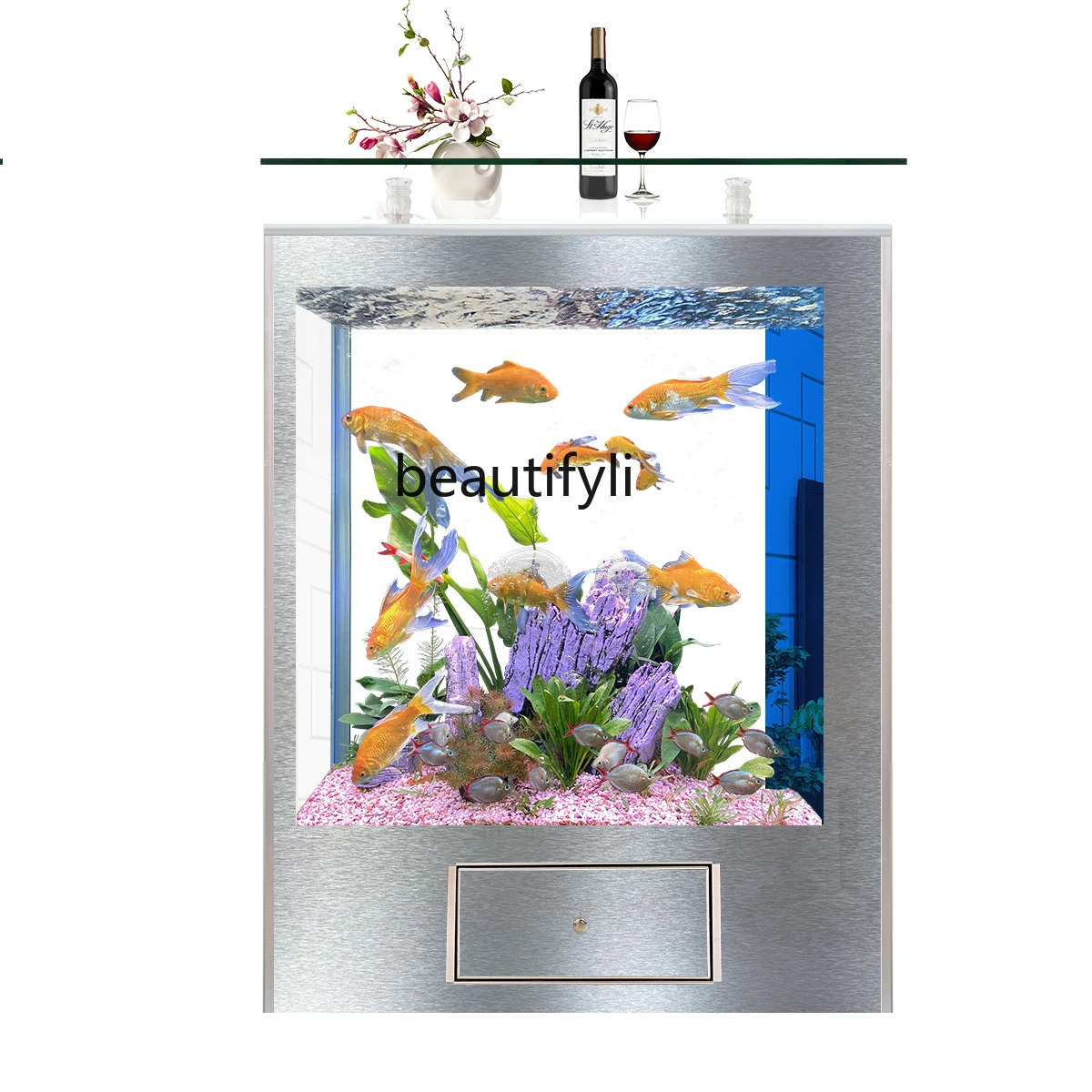 

Household Fish Tank Living Room Small Glass Floor Smart Lazy Change Water Fish Globe Aquarium