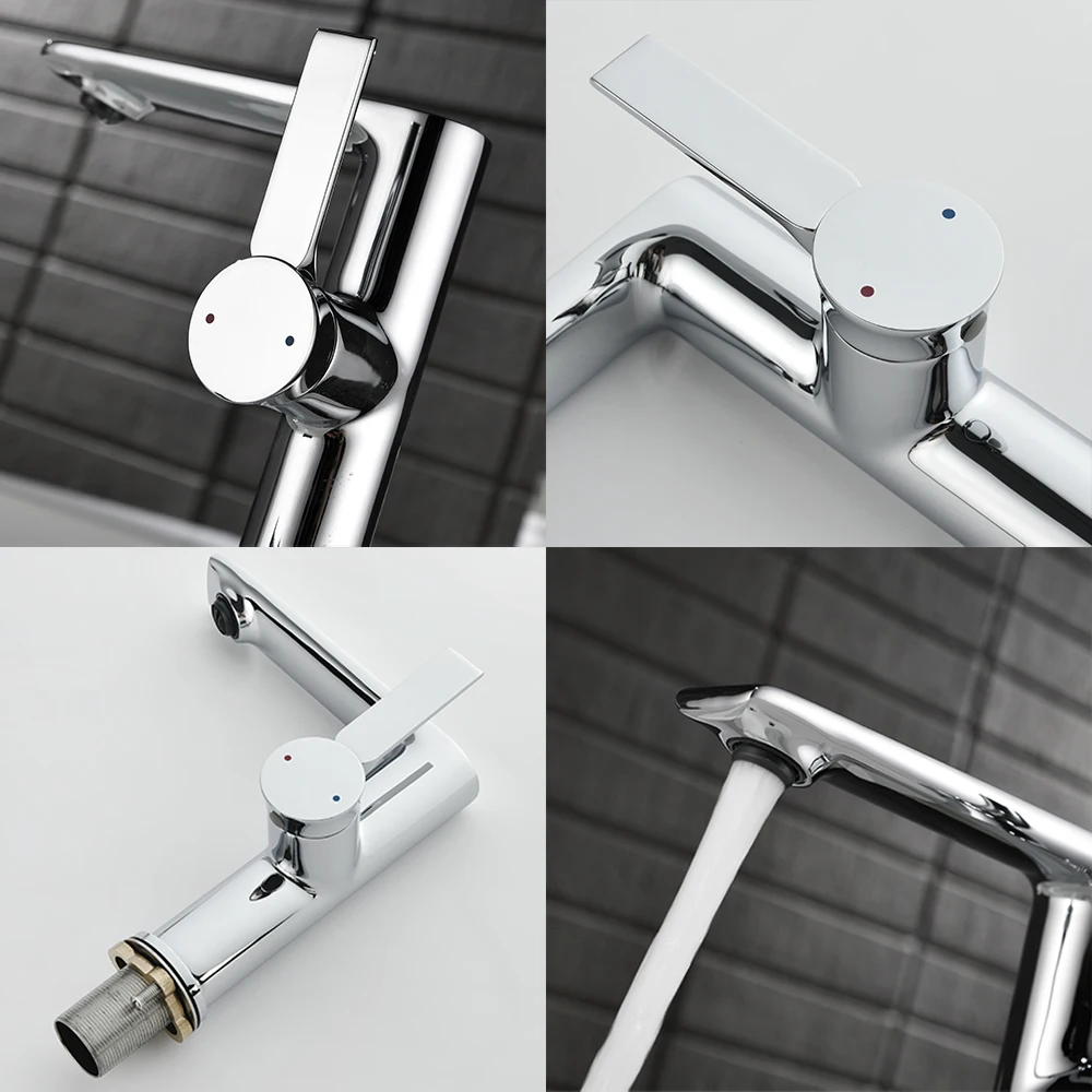 جودة عالية 10 سنوات الضمان بالوعة الحمام صنبور ثقب واحد مغسلة صنبور المياه الساخنة والباردة الحنفية خلاط نحاسي حوض الحنفيات صنبور حمام فاخر حديث لتجديد حمام الفيلا الفندقية #4