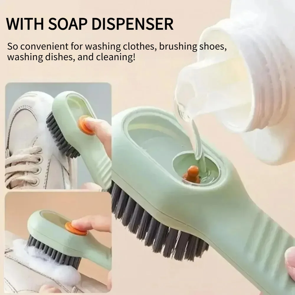 1/2/3Pcs Multifunction Cleaning Shoe Brush Soft Automatic Liquid Shoe Brush Long Handle Clothes Soap Brush Clean Tool