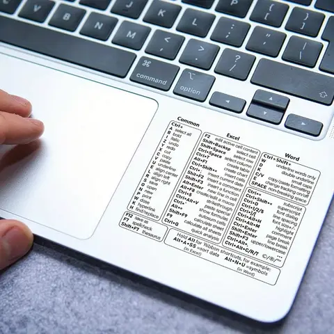 1 Set Vinyl Self-adhesive Keyboard Shortcut Stickers | Quick Reference for Windows, Excel and Word, Office Software