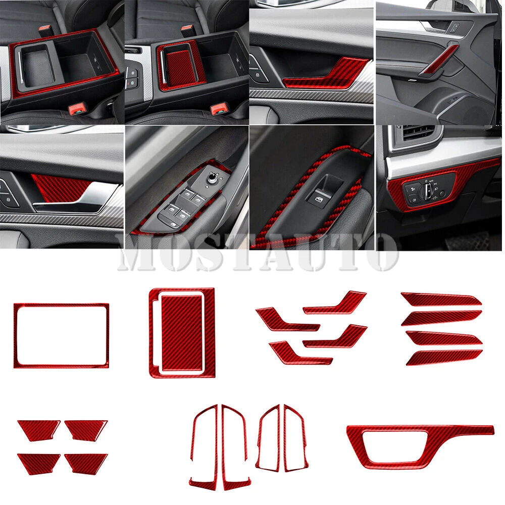 

Red Carbon Fiber Interior Accessories Kit Cover Trim For Audi Q5 2017-2021 20pcs Interior Whole Kit