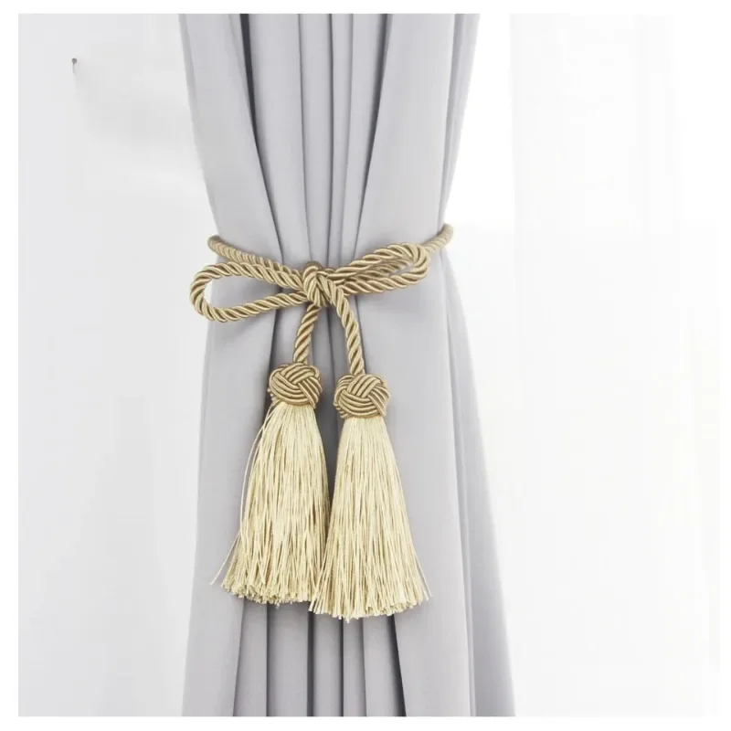 

2PCS/SET Tassel Curtain Tieback Room Accessories Curtain Holder Buckle Rope Handmade Weave Tassel Fringe Bandage Home Decoration