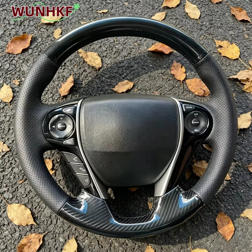 Hand Stitched Perforated Non-slip Carbon Fiber Leather  Steering Wheel Cover For Honda Accord Odyssey Crosstour and Elysion