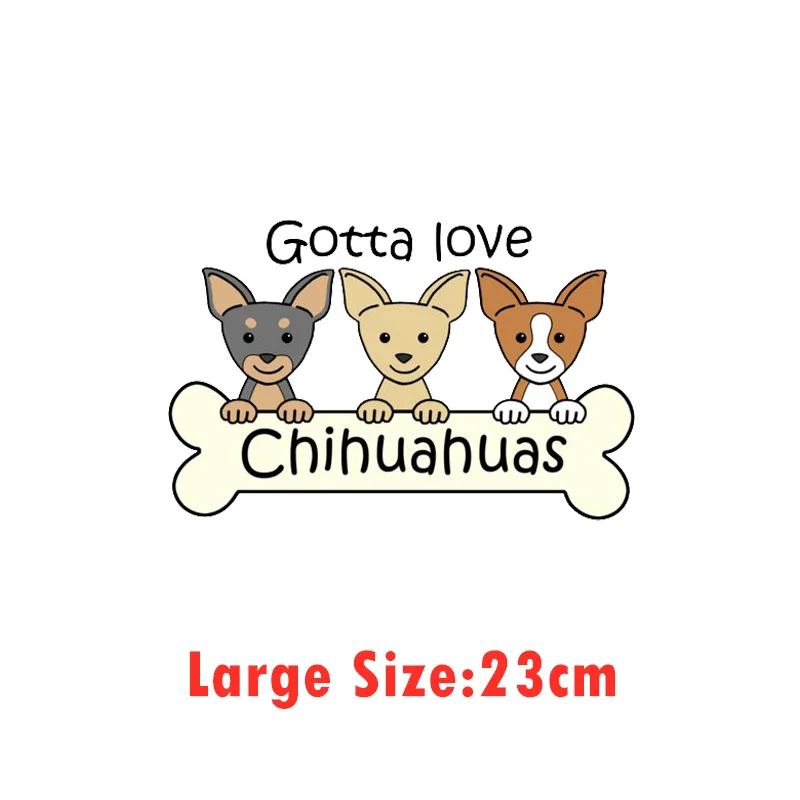 Kawaii Dog I Love My Chihuahua Patches On Clothes Cartoon Stickers Applique Iron on Heat Transfer For Clothing Wholesale