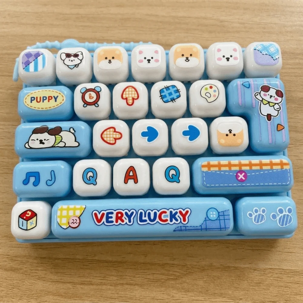 Cute 26-Key Keycap Clicker Candy Color Simulation Keyboard Keyboard Keychain Plastic Fidget Keychain Bag Accessory
