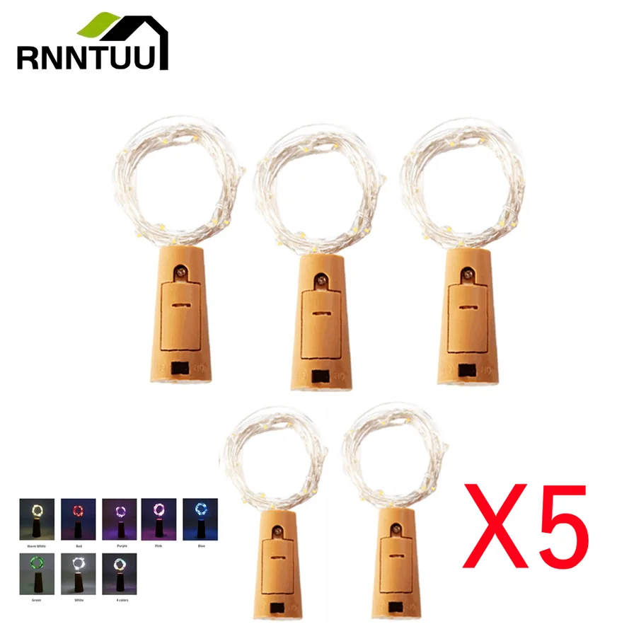 5 PCS Battery powered cork bottle light 2m LED light bar light birthday party wine bottle stopper light bar (Without battery)