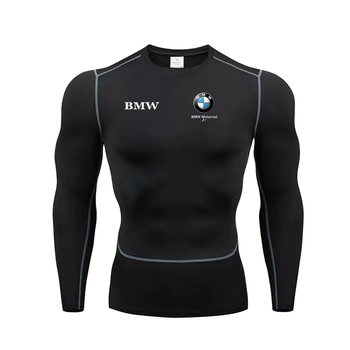 Heren Workout Compressie Y2K BMW Gedrukt Gym T-shirt met lange mouwen Ademend Hardlopen Sneldrogend Sport Rash Beschermend trainingspak