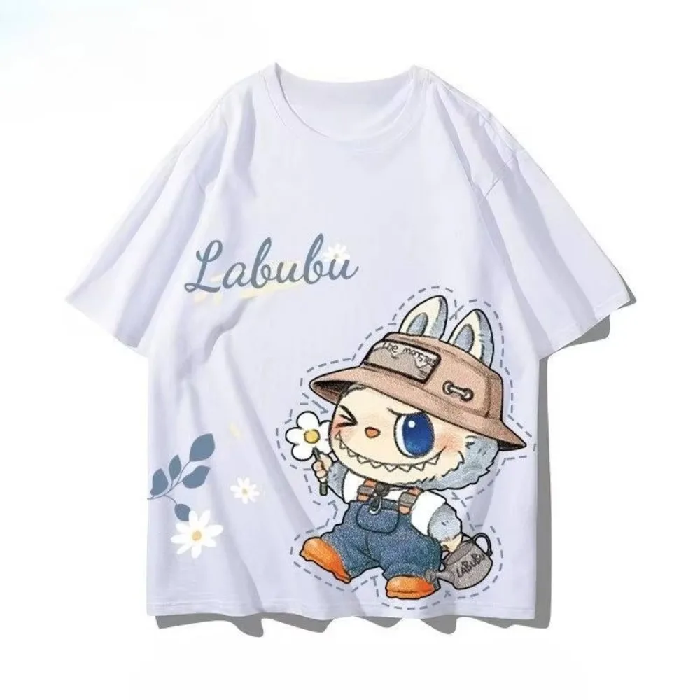 

2025 new cartoon theme printed T-shirt short-sleeved summer cotton cute loose casual T-shirt men and women couples top