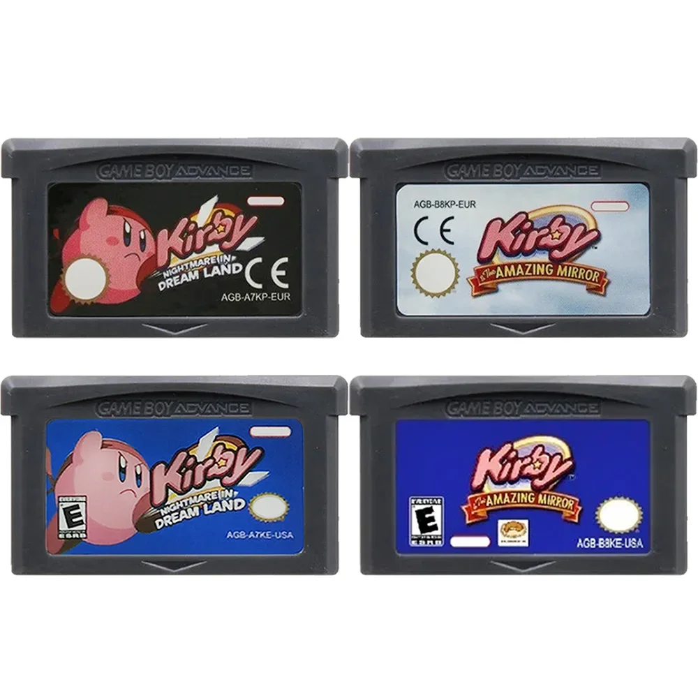 Gba Kirbyゲームカートリッジ、ビデオコンソールカード、夢のランドでの個別、素晴らしいミラー、32ビット