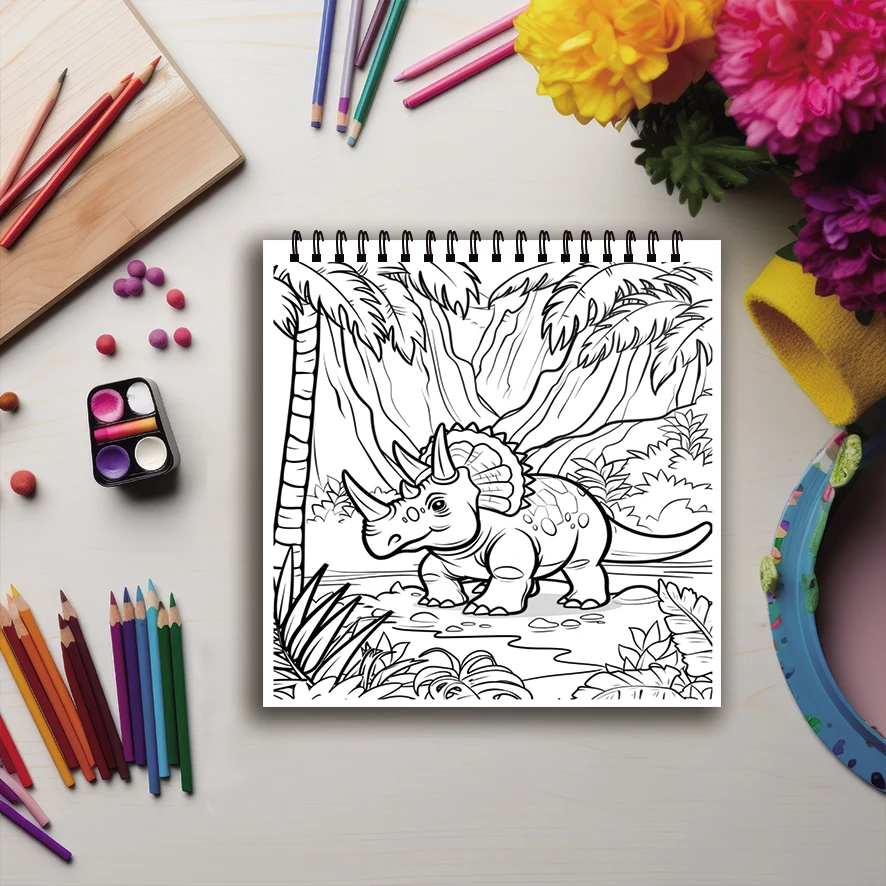 Livro para colorir - 7,87 x 7,87 polegadas 32 páginas de livro para colorir de dinossauros - presente ideal para família ou amigos