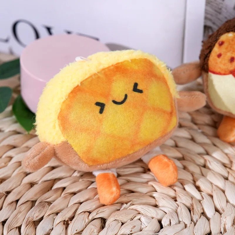 Pluszowa zabawka w kształcie tosty z kreskówki, kreatywny wisiorek, akcesoria do plecaka szkolnego, pluszowa lalka dla dzieci, breloczek do kluczy, prezent urodzinowy.