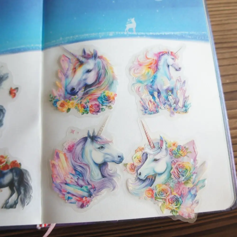 

10 Pcs Colorful Unicorn with Flower Style PVC Sticker Scrapbooking DIY Gift Decoration Tag