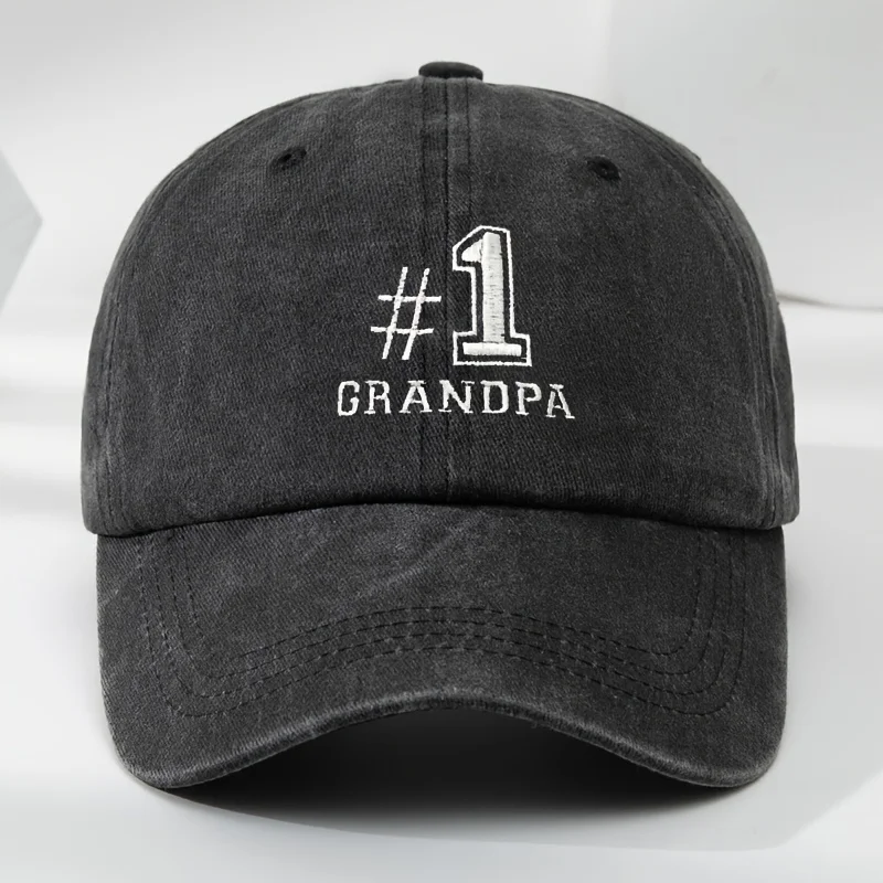 

#1 GRANDPN Embroidered Baseball Cap, Classic Washed Vintage Duckbill Cap, Soft Top, Comfortable and Adjustable Hat, Outdoor Spor