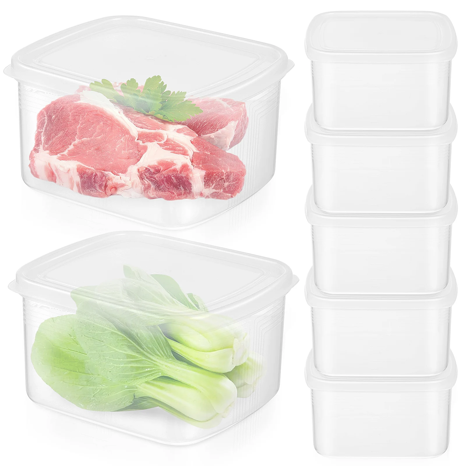 

8 шт. прозрачная коробка для хранения продуктов премиум-класса Pp герметичный контейнер для хранения свежести для кухни, холодильника, органайзер для мяса и овощей