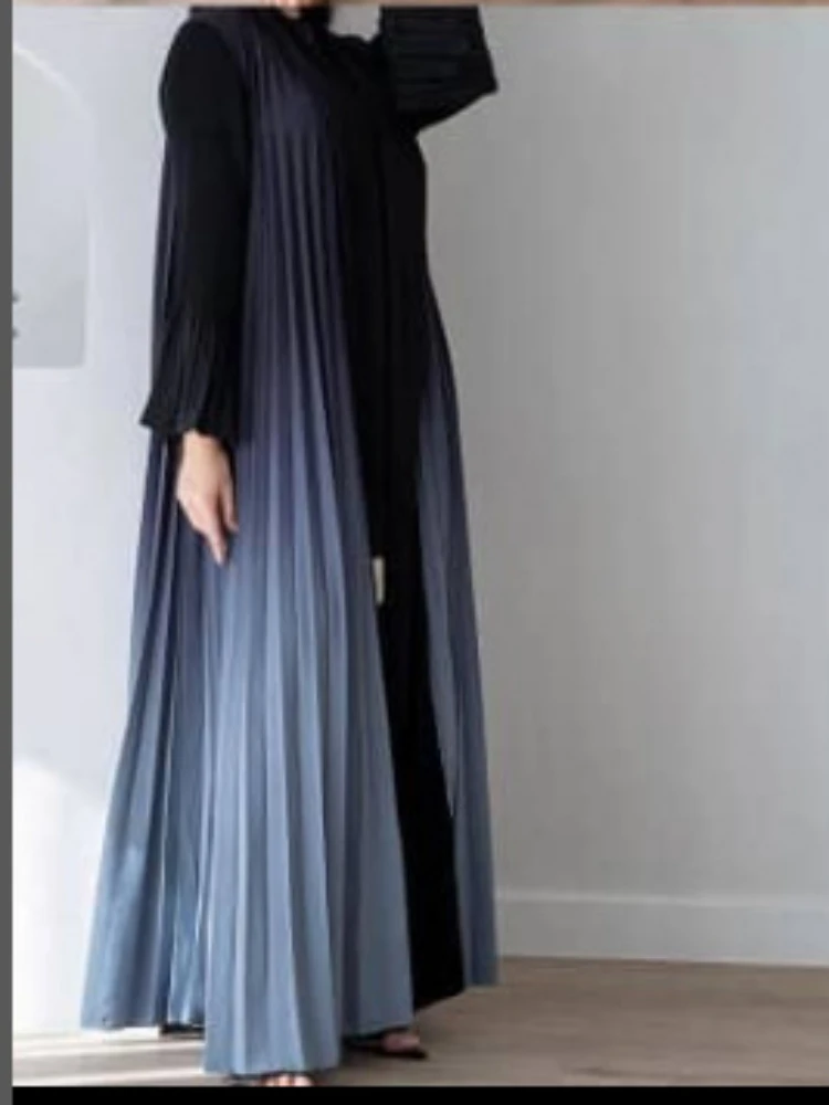 2024 Miyake Pleated Gradient New Fashion Elegant Women\'s Autumn  Long Dress Coat