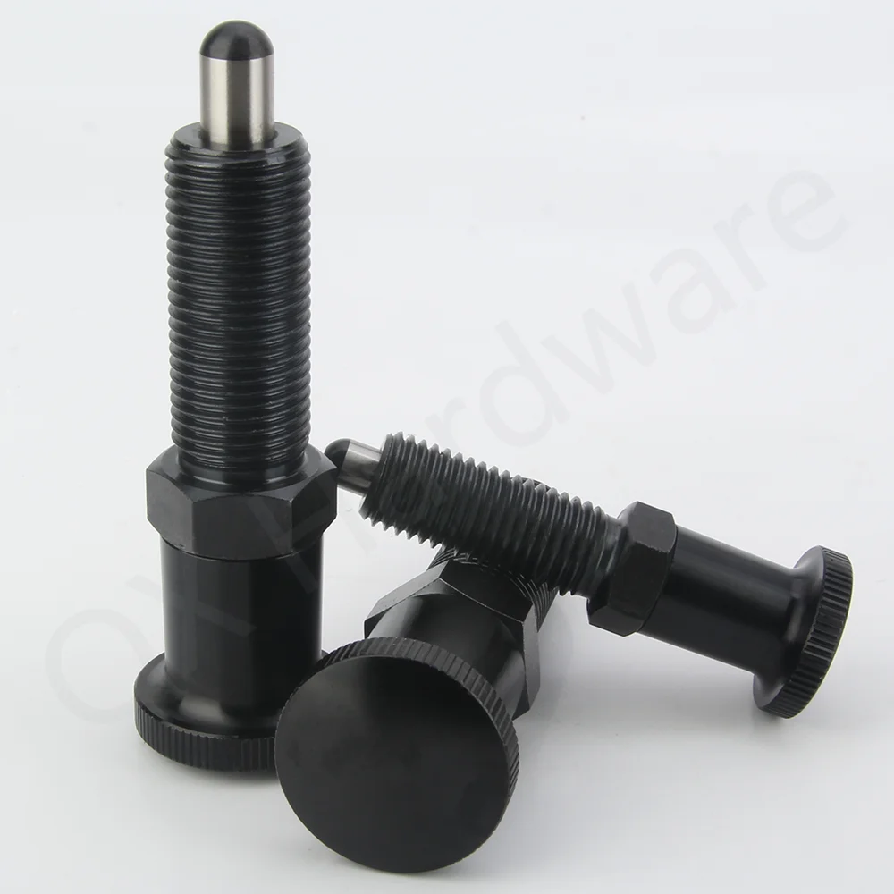 QX212-BK Retractable Knob Plunger Carbon Steel Spring Return Knob Plunger Spring Indexing Plunger  With M8/10/12/16 Thread