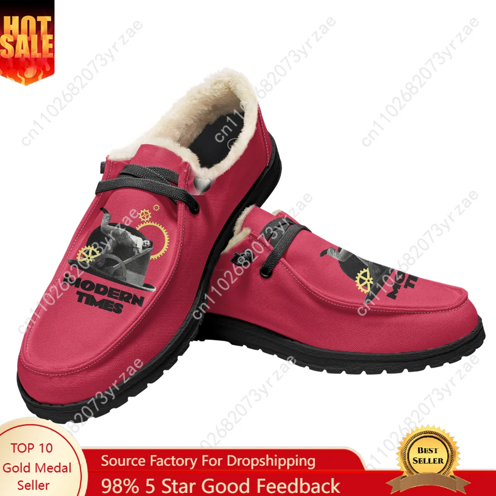 

Modern Times Velvet Flat Shoes Men Women Warm Shoe Indoor Outdoor Light Shoe Personalized Fashion Print Custom Made Couple Shoes