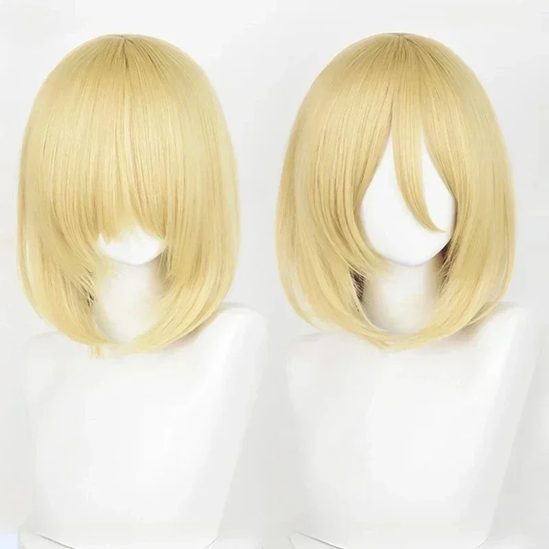 Annie Leonhart-Perruque Cosplay Femme, Perruque Titan, Cheveux Synthétiques Longs, Jaune localité, Degré de Chaleur, 36cm