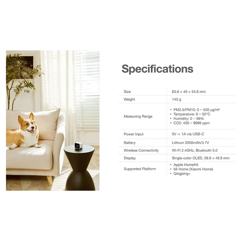 Air  Lite Retina Touch IPS Screen Touch Operation Pm2.5 Mi Home APP Control Air Monitor Work For  Homekit Durable
