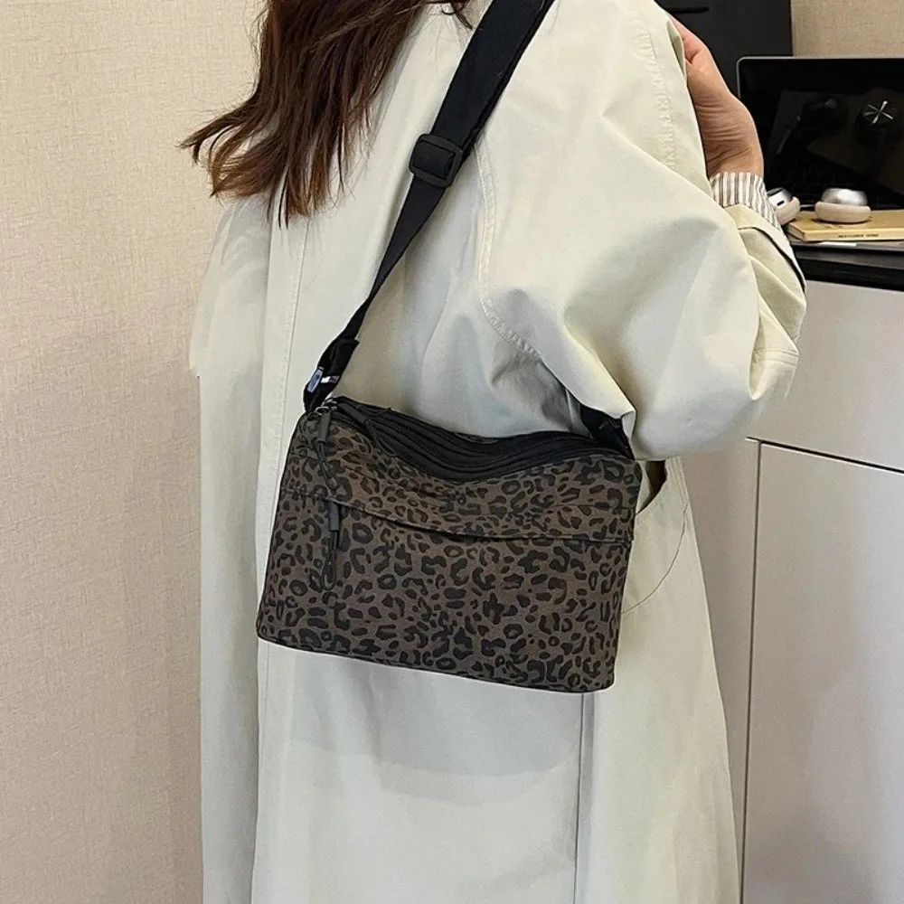 

New Leopard Print Crossbody Bag Large Capacity Adjustable Strap Shoulder Bag Handbag Autumn Winter