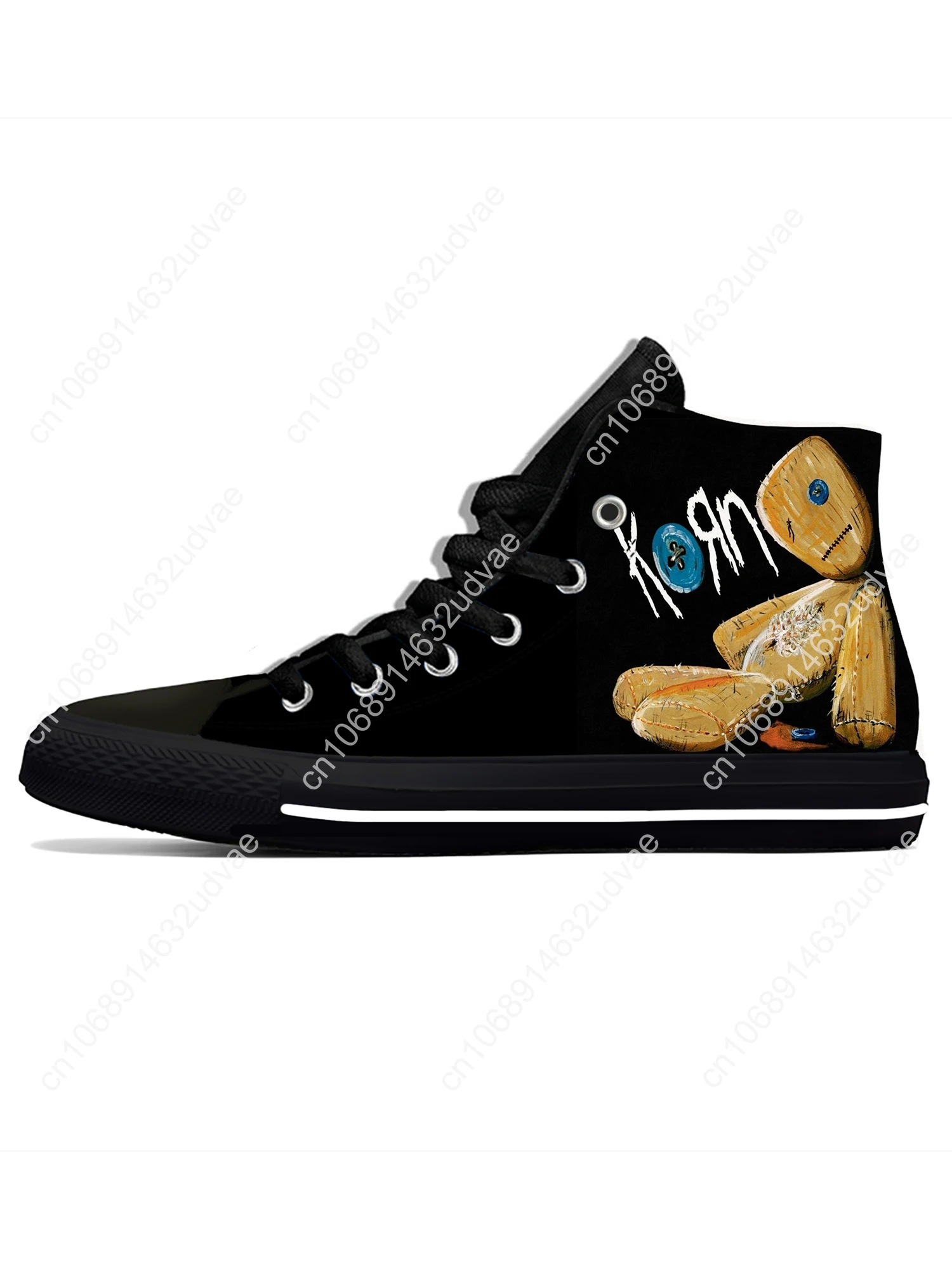 Korn Rock Band High Top Sneakers Mens Womens Teenager Casual Shoes Canvas Running Shoes 3D Printed Breathable Lightweight Shoe