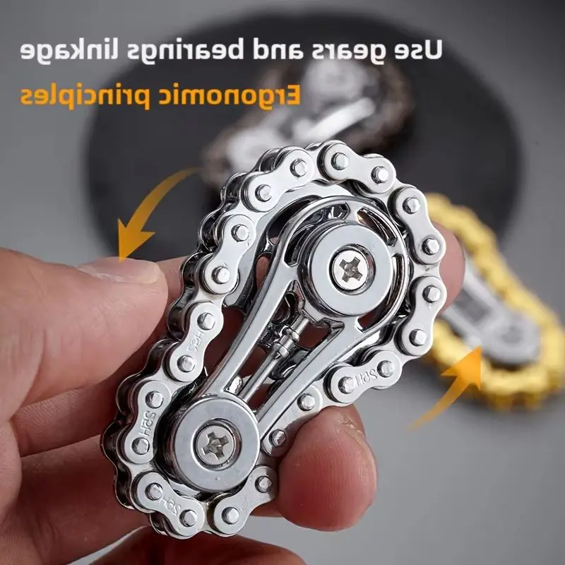 Nouveau EDC pignons volant d'inertie gyroscope-stress anxiété chaînes de vélo en métal doigt Spinner Fidget jouets pour adulte