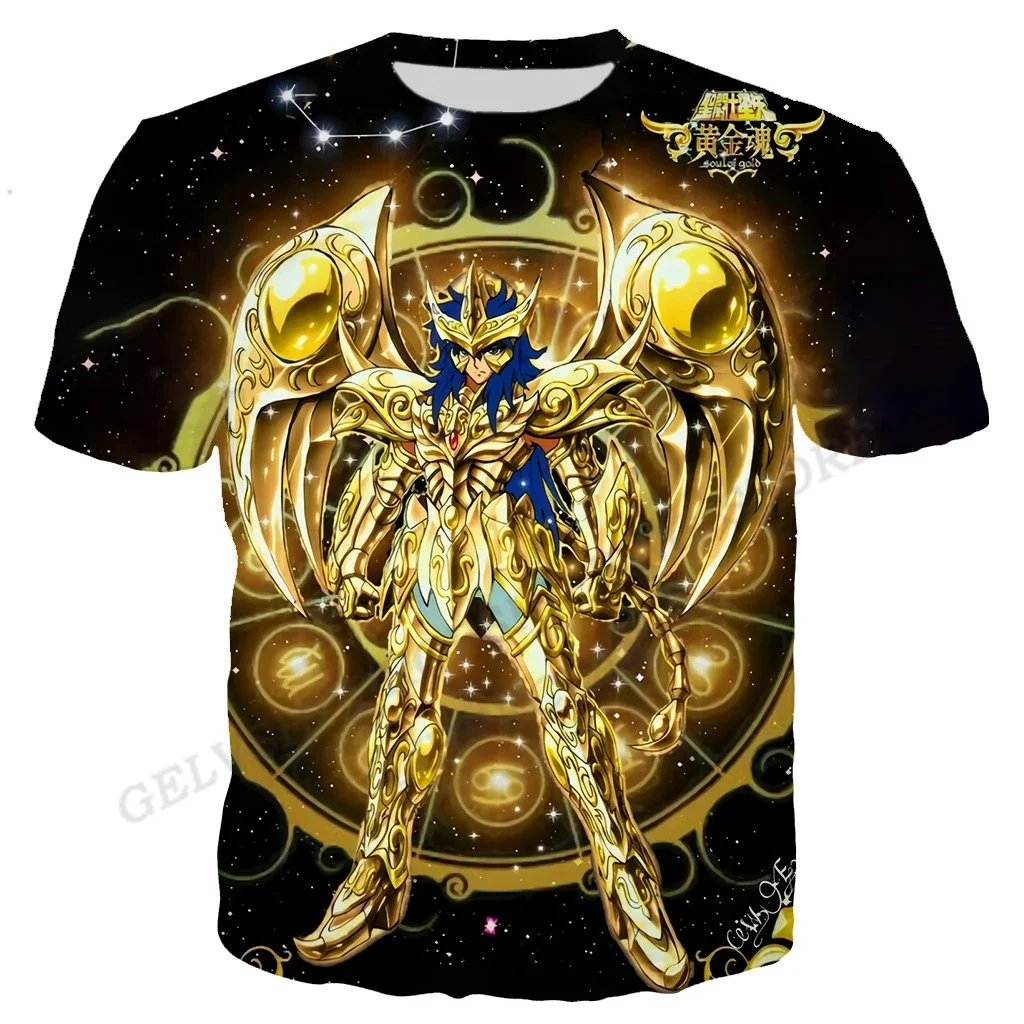 New Manga Saint Seiya 3D Printed Summer T-shirt Street Wear Crew Collar Short Sleeve Casual Oversized Boys and Girls Shirt Cloth