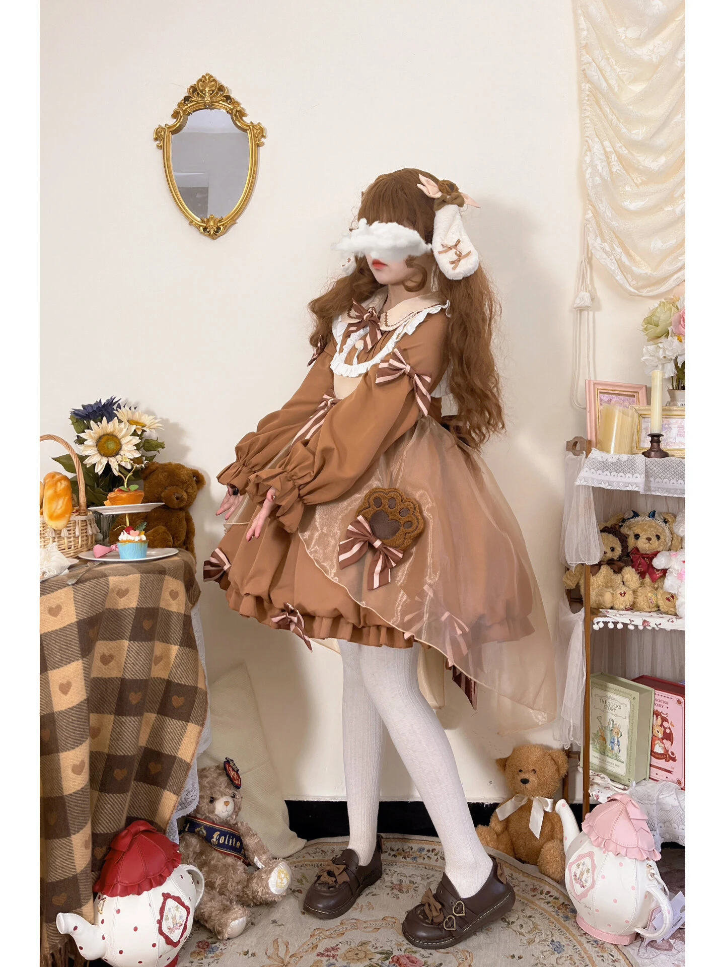 Brown Bear Lolita Dress Op Cute Sister Puffy Skirt