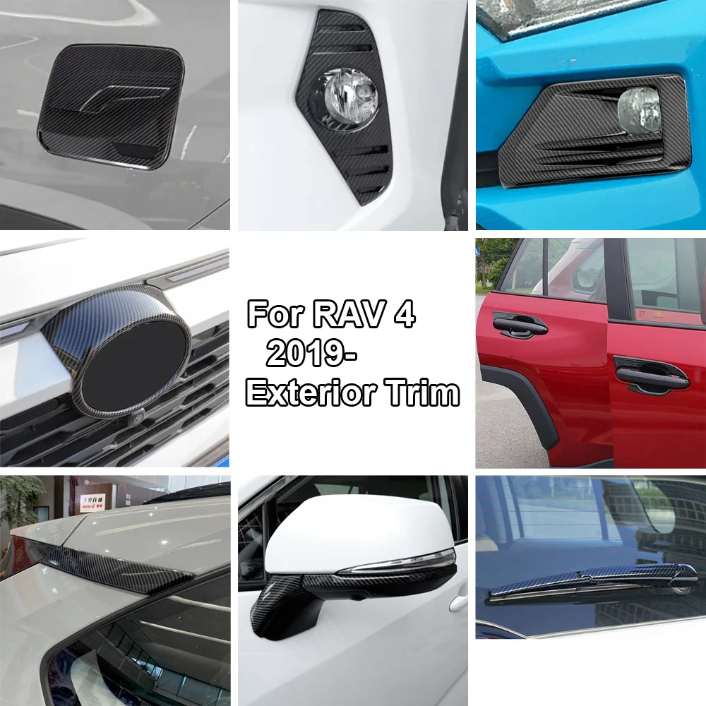 

Аксессуары для Toyota RAV4 2019-2025 гг., внешняя дверная ручка, панель, накладка на зеркало, наклейка, узор из углеродного волокна