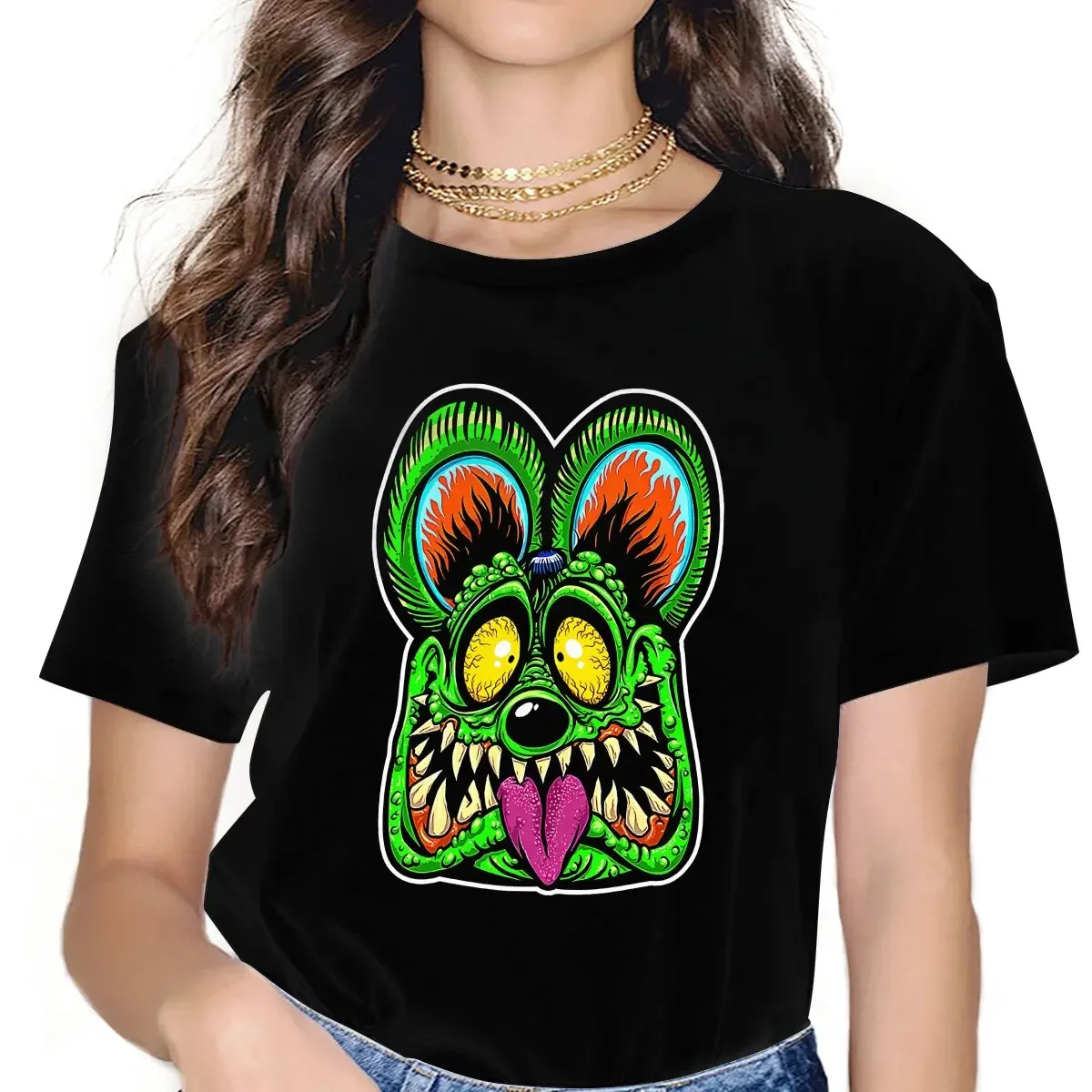 Tales Of The Rat Fink Cartoon Film Scrm-Rat T Shirt Goth Women's Tees Summer Harajuku O-Neck Polyester TShirt