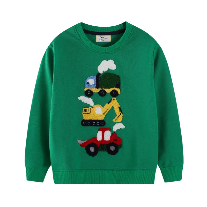 

Jumping Meters 2-7T Green Cars Boys Sweatshirts Shirts Kids Clothes Long Sleeve Autumn Spring Children Clothing Sportshirts Tops