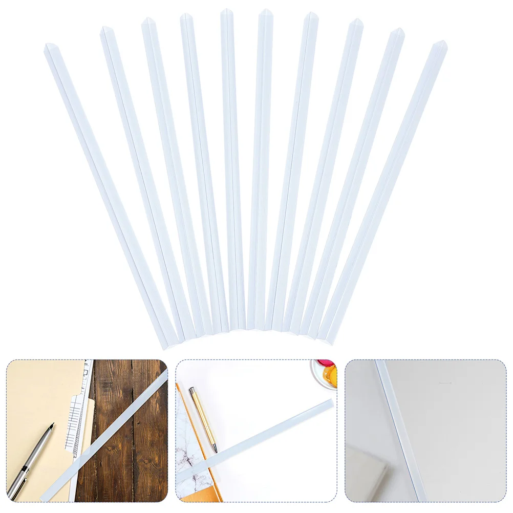 

10pcs Transparent Pull Rod Clips A4 310mm 15mm White ABS Slide Binders Plastic Binding Bars Office Document