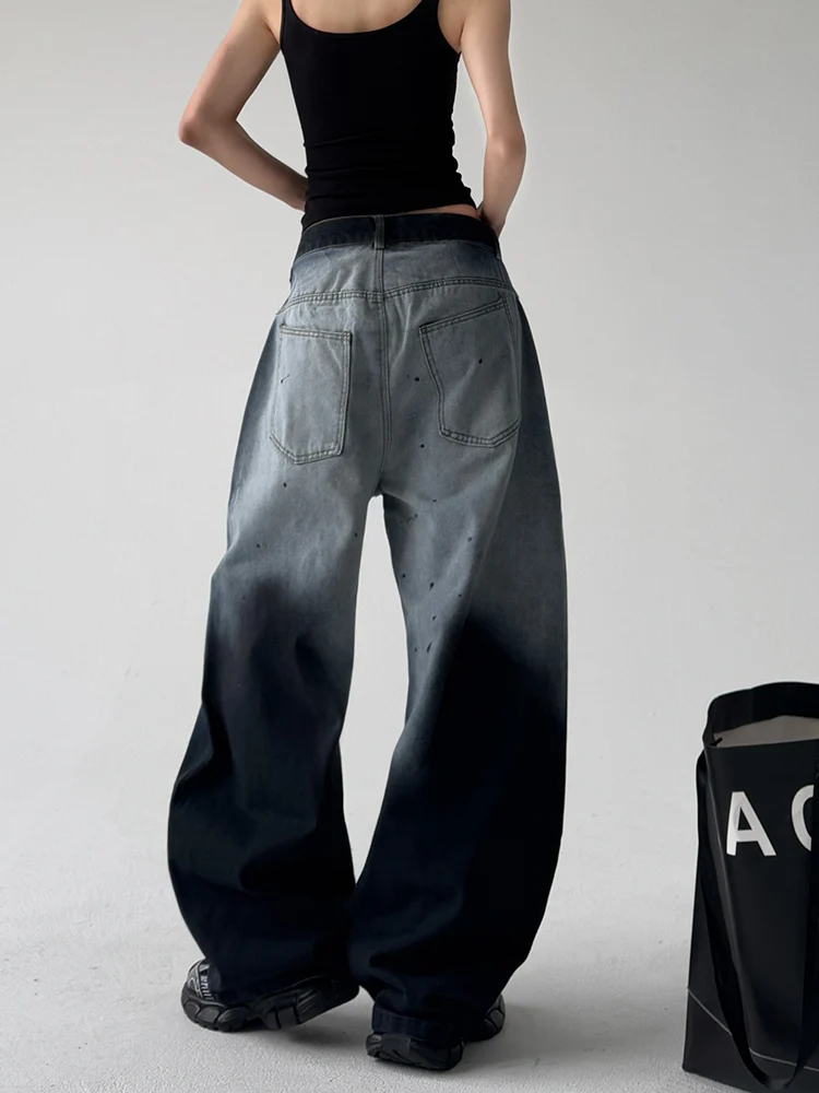 Jean à jambes larges pour femmes, pantalon en Denim extensible en coton, taille haute, ample, BF American Street Sle, nouvelle collection automne