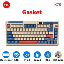 KZZI K75 Gasket Structure Tri-mode Mechanical Keyboard 82 Keys 75% RGB Backlit 2.4G Wireless Bluetooth Gamer Keyboard PBT Keycap