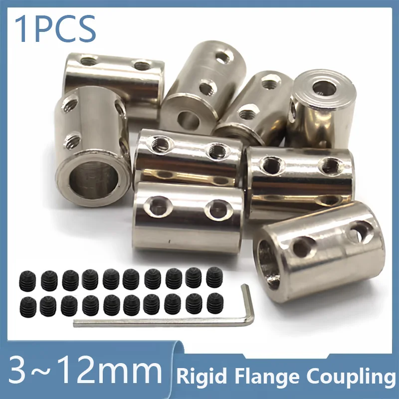 1PC 3/3.17/4/5/6/6.35/7/8/10/12mm Steel Rigid Shaft Coupling Coupler Motor Transmission Connector Sleeve DIY Motor Parts