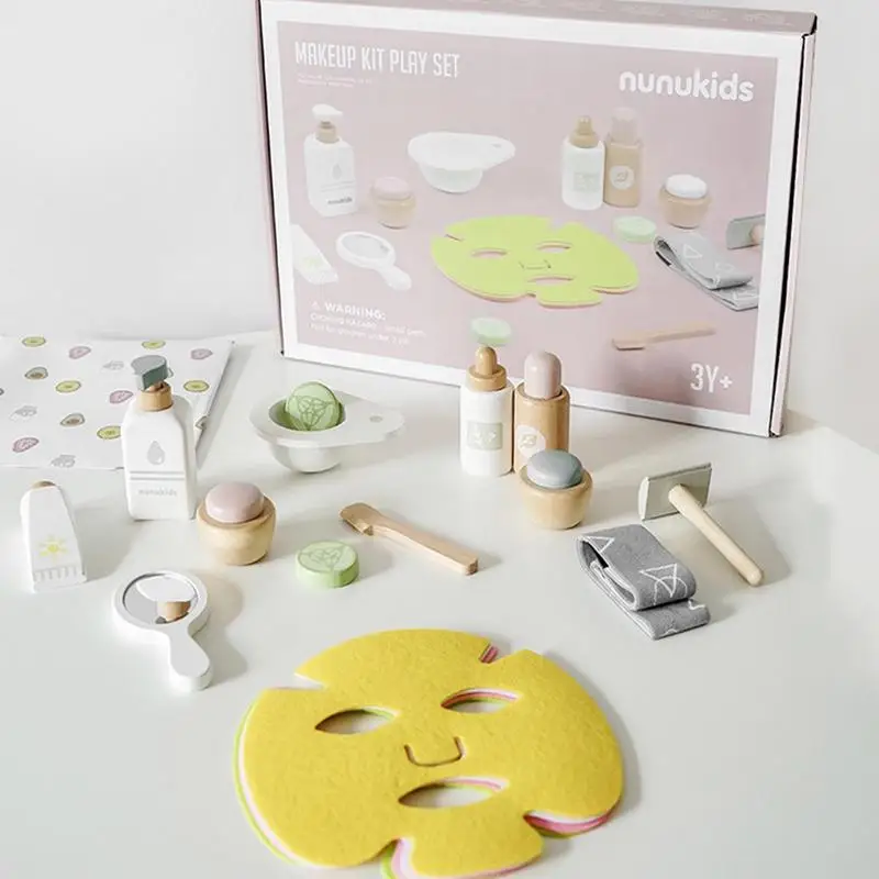 Wooden Cosmetic Set Wooden Kid's Beauty Salon Set Polished And Smooth Makeup Beauty Set Toy For Children Over 3 Years Old