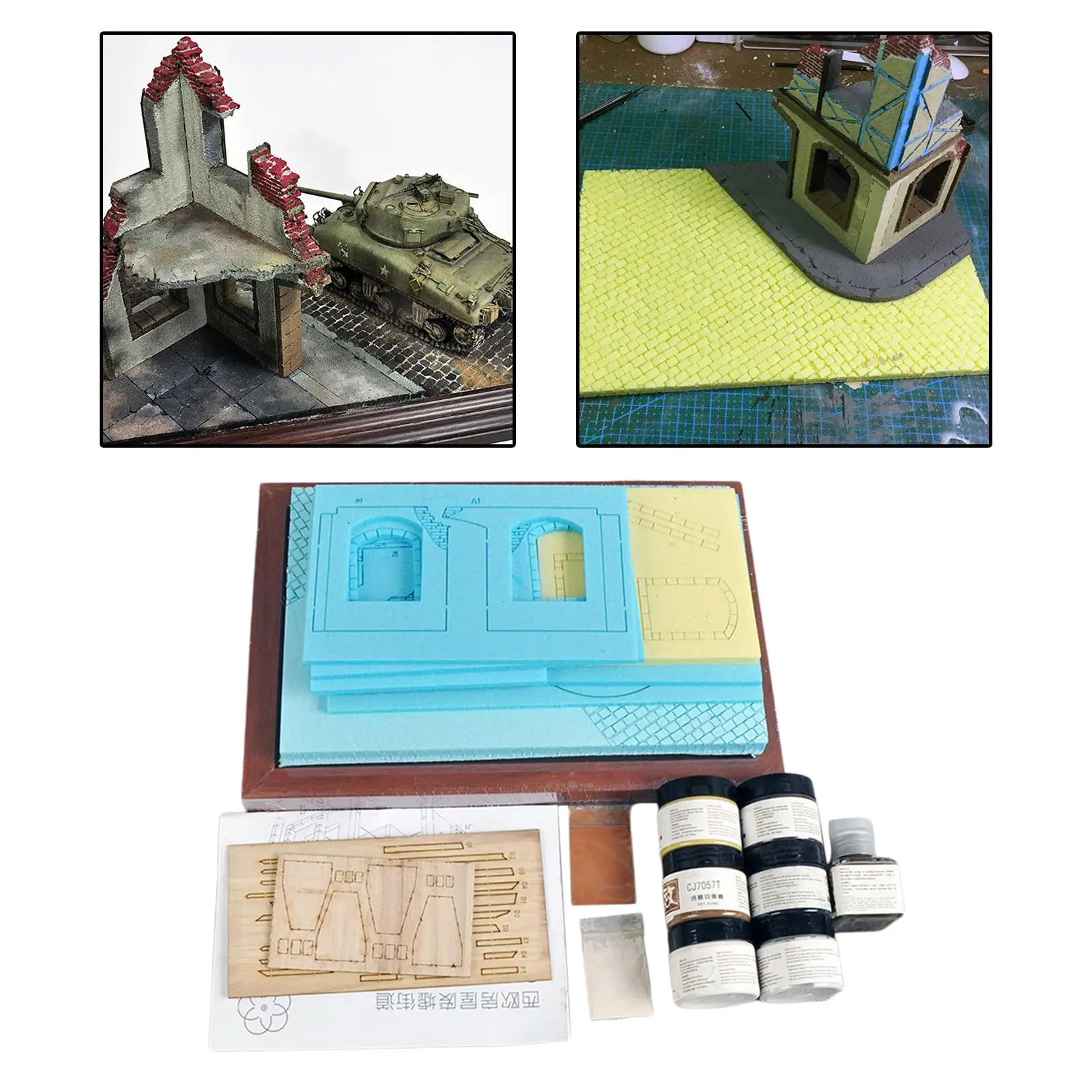 Demontage bouwmodelsets Ruïnes House 1:35 miniatuur 3D-puzzels lay-out