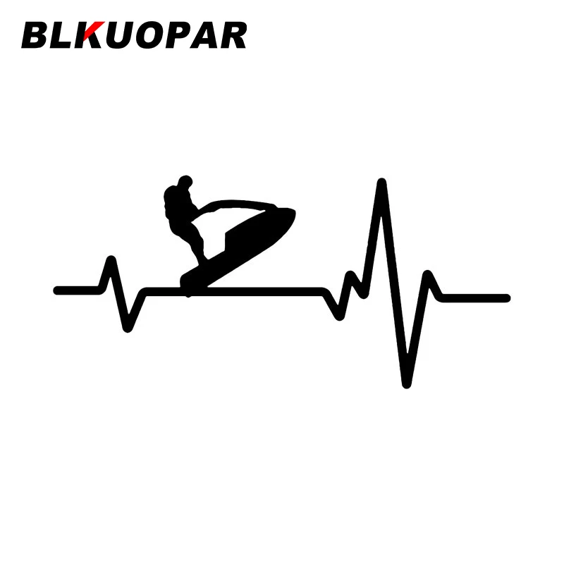 BLKUOPAR Jet Ski Heartbeat Curve Car Stickers Cute Anime Creative Die-cut Sunscreen Waterproof Windows Graphics Car Accessories