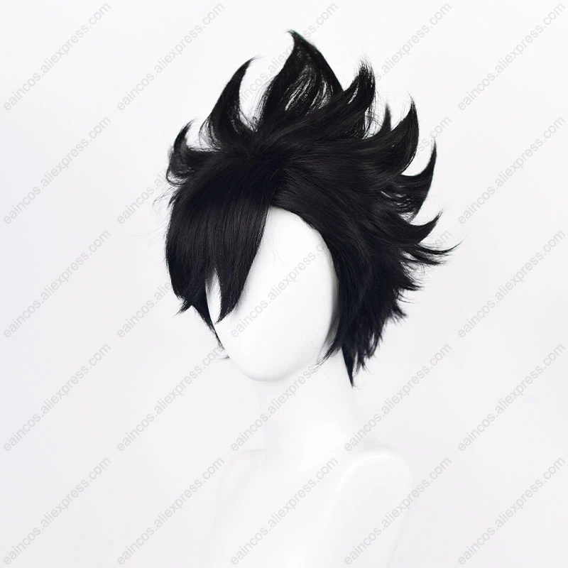 Peluca de Cosplay de Anime Kuroo Tetsurou, pelo corto negro de 30cm, pelucas sintéticas resistentes al calor