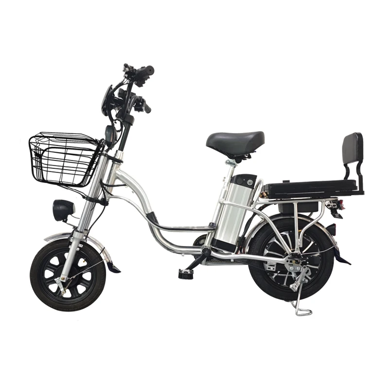 Manufacturer,OEM,16 Inch Aluminum Alloy Silver Electric Bike Delivery Rider Ebike 350W Lithium Battery Cargo Electric Bicycle