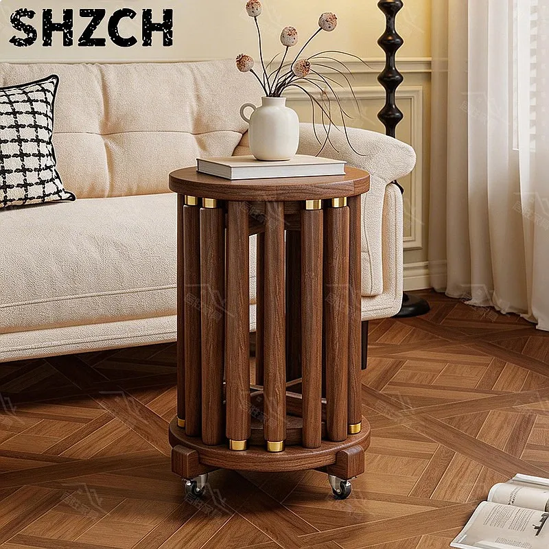 Solid Wood Round Stool Space Saving Nesting Bench Stacking Guest Seat for Kitchen Small Apartment