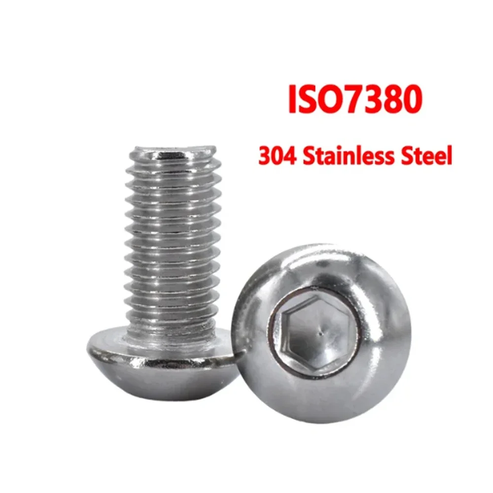 5–55 Stück 304 runde Edelstahl ISO7380 Innensechskantschraube DIN912 Sechskant-Innensechskantschraube M2 M2,5 M3 M4 M5 M6 M8 L = 4–55 mm