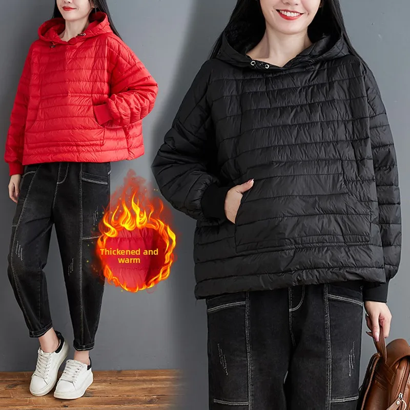 

Large ket Pure Color Cotton Jaet с капюшоном Dstring Long Sve женское зимнее пальто теплый повседневный свободный крой Faionable