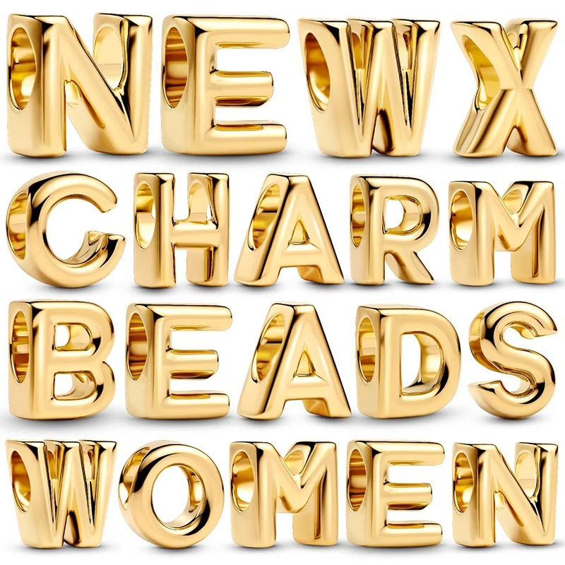 Charms Gold Plating 26 English Letter Charm Beads Fits 3mm Bracelet Necklace For Women Luxury DIY Jewelry Making Party Fine Gift