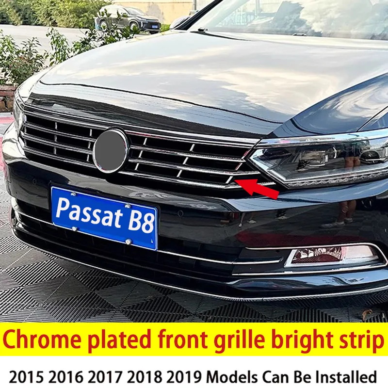 For Vw Passat B8 Front Grille Chrome Plated Decoration Strip 2015 2016 2017 2018 2019 Model Front Grille Chrome Plated Strip