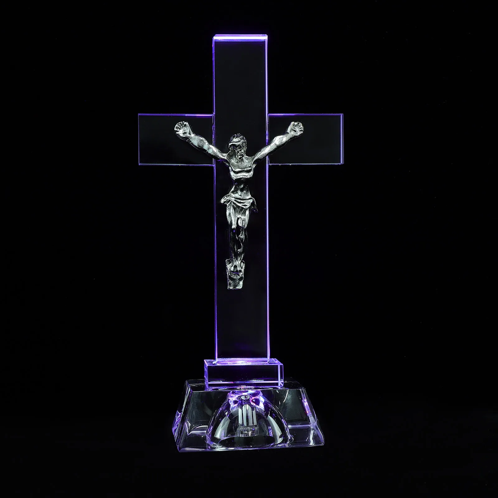 

Glowing Crystal Cross Catholic White Standing Sign Ornaments for Decor Unique Gift Crystal Cross Decor Christian