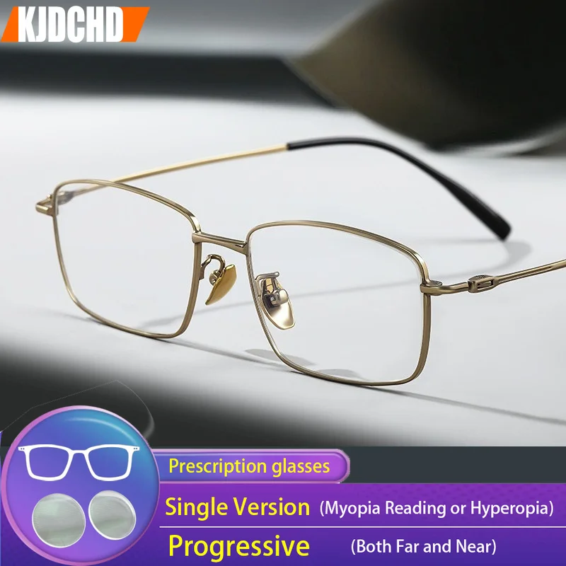 KJDCHD Prescription Man Eye Glasses Pure Titanium Computer Myopia Glasses Business Male Anti Blue Ray Optical Eyeglasses